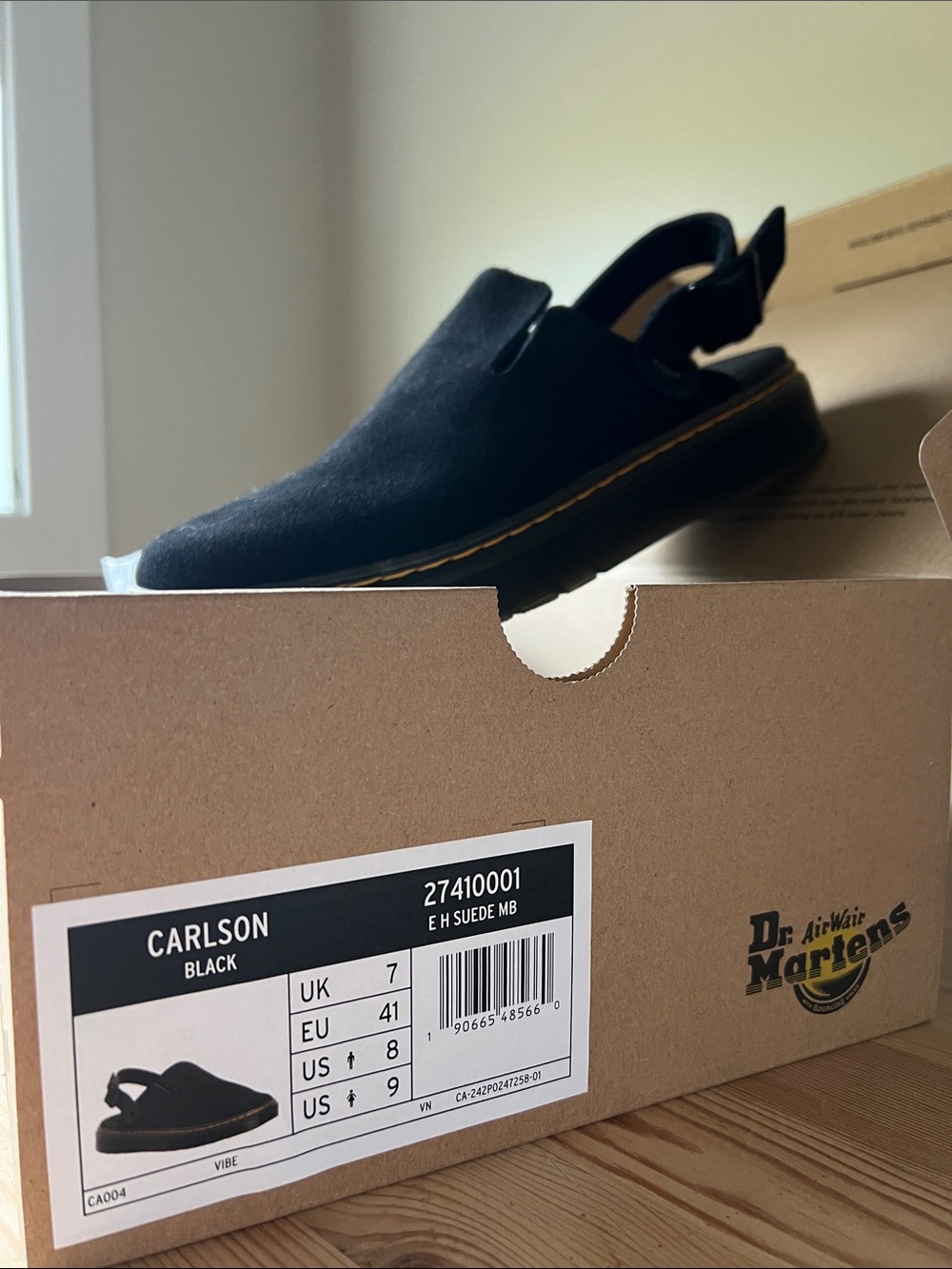 Dr. Martens Carlson Suede Slingback Mule Black US 9